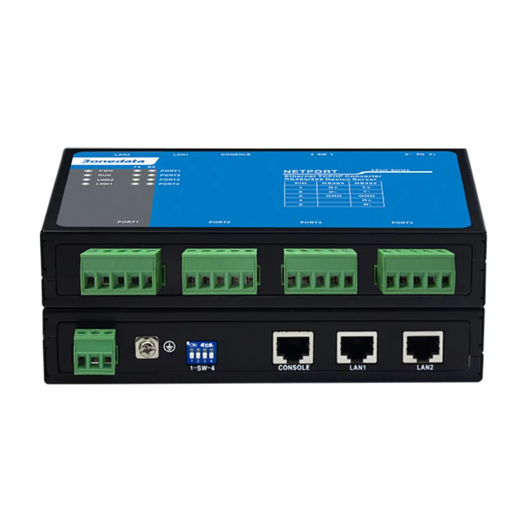 4-port RS-232/485/422 to 2-port Ethernet Converter